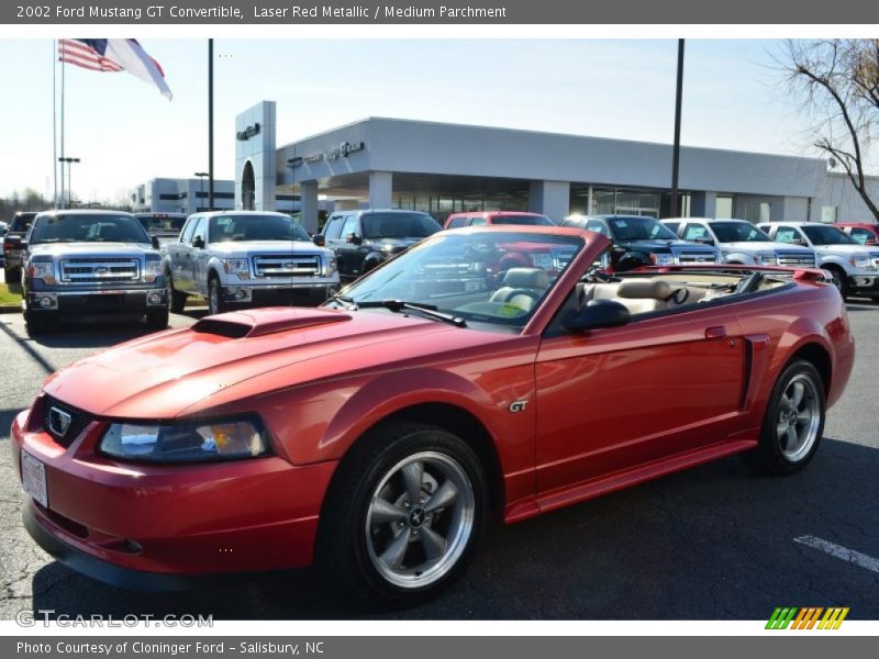 Laser Red Metallic / Medium Parchment 2002 Ford Mustang GT Convertible