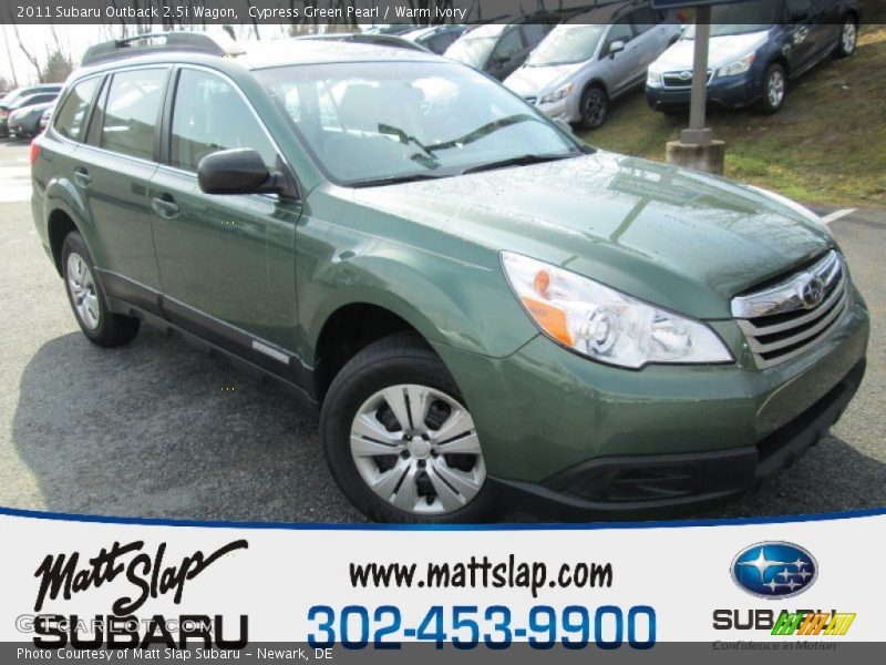 Cypress Green Pearl / Warm Ivory 2011 Subaru Outback 2.5i Wagon