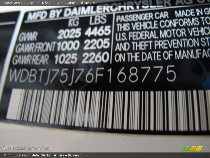 Alabaster White / Ash 2006 Mercedes-Benz CLK 500 Coupe