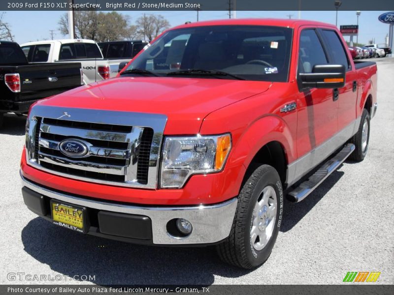 Bright Red / Stone/Medium Stone 2009 Ford F150 XLT SuperCrew