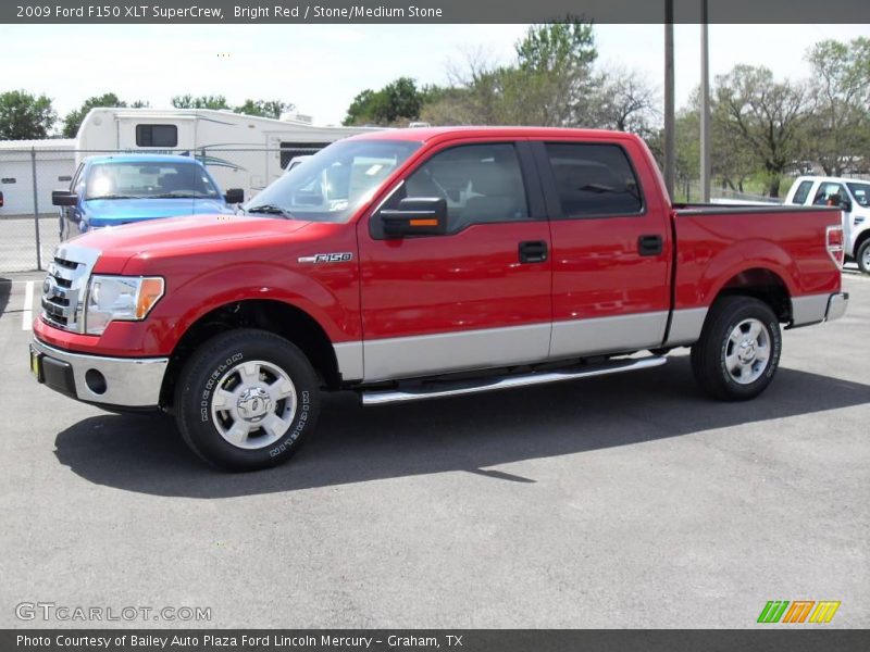 Bright Red / Stone/Medium Stone 2009 Ford F150 XLT SuperCrew
