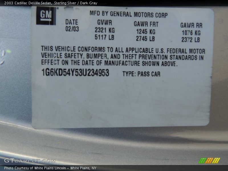 Sterling Silver / Dark Gray 2003 Cadillac DeVille Sedan