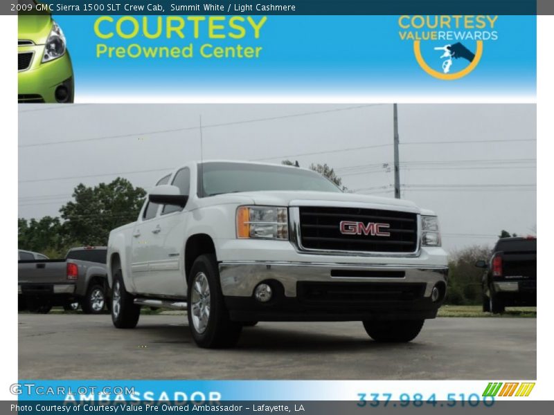 Summit White / Light Cashmere 2009 GMC Sierra 1500 SLT Crew Cab