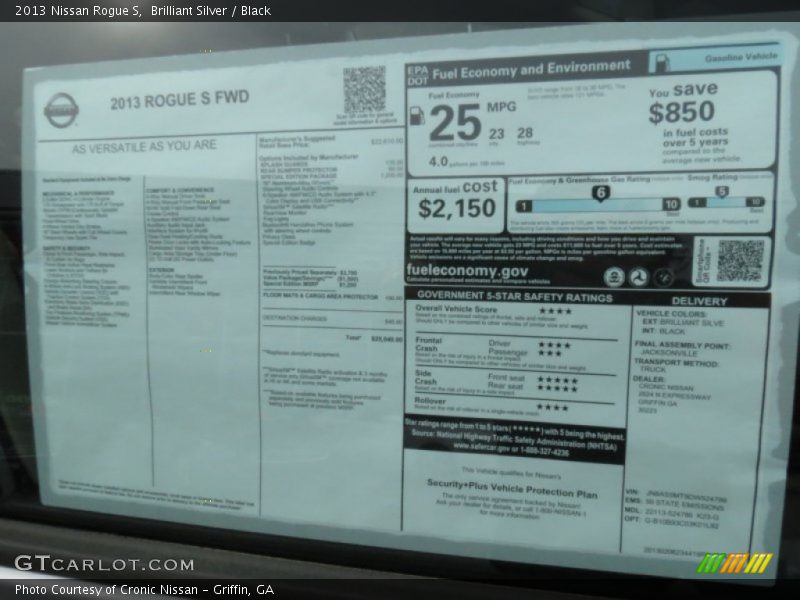 Brilliant Silver / Black 2013 Nissan Rogue S