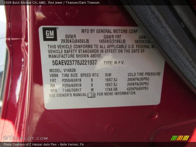 Red Jewel / Titanium/Dark Titanium 2008 Buick Enclave CXL AWD