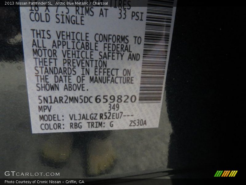Arctic Blue Metallic / Charcoal 2013 Nissan Pathfinder SL