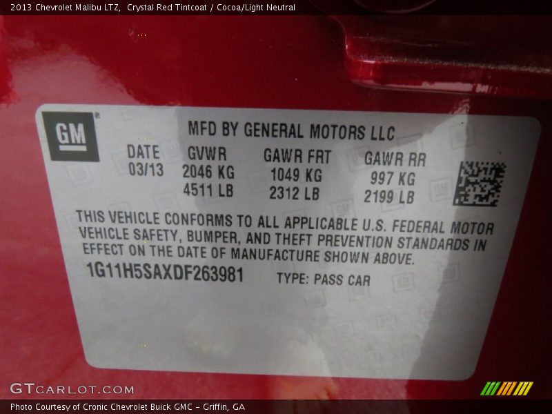 Crystal Red Tintcoat / Cocoa/Light Neutral 2013 Chevrolet Malibu LTZ