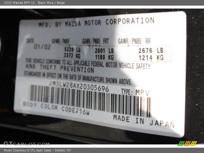 Black Mica / Beige 2002 Mazda MPV LX