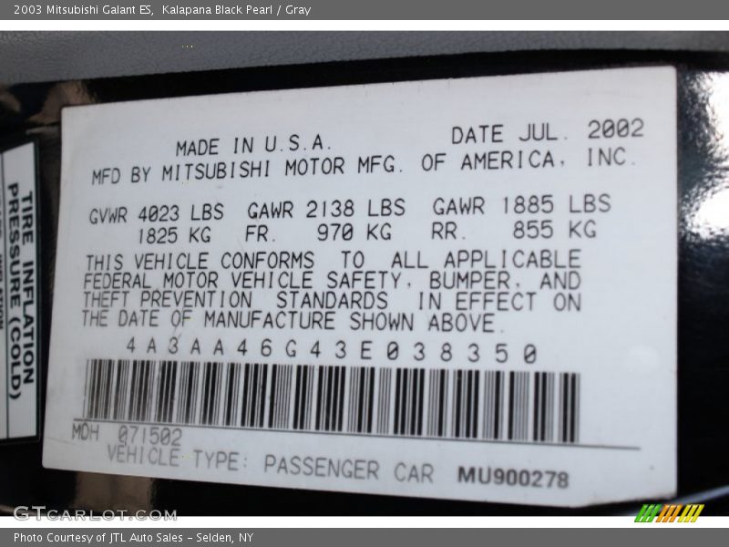 Kalapana Black Pearl / Gray 2003 Mitsubishi Galant ES