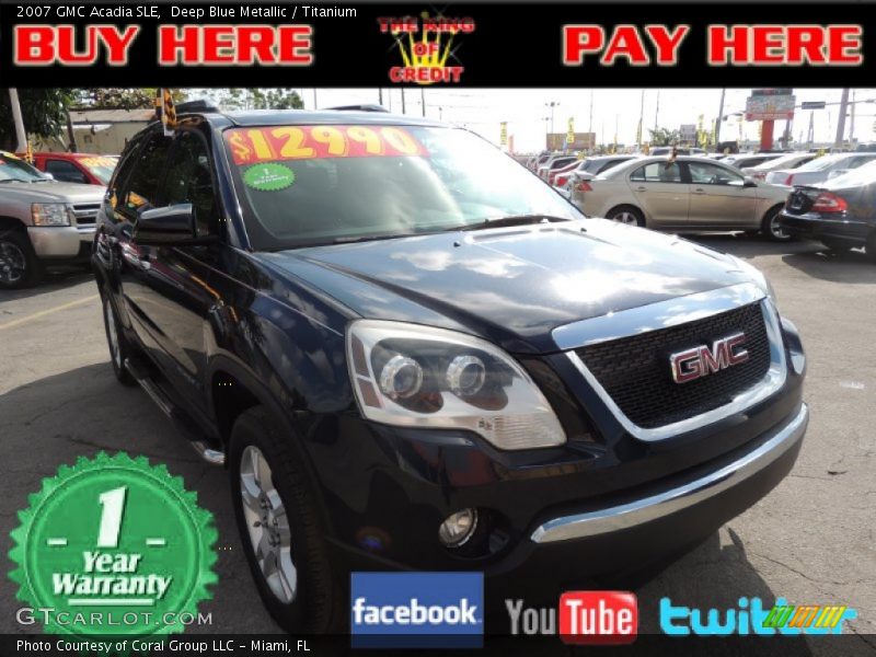 Deep Blue Metallic / Titanium 2007 GMC Acadia SLE