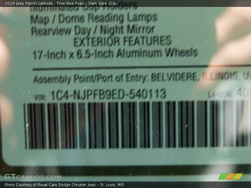 True Blue Pearl / Dark Slate Gray 2014 Jeep Patriot Latitude