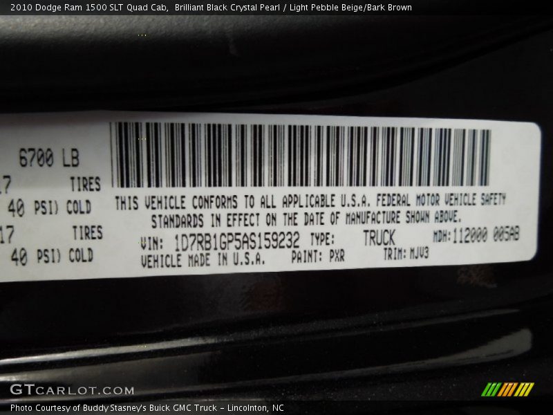 Brilliant Black Crystal Pearl / Light Pebble Beige/Bark Brown 2010 Dodge Ram 1500 SLT Quad Cab