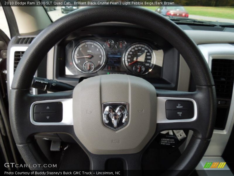 Brilliant Black Crystal Pearl / Light Pebble Beige/Bark Brown 2010 Dodge Ram 1500 SLT Quad Cab