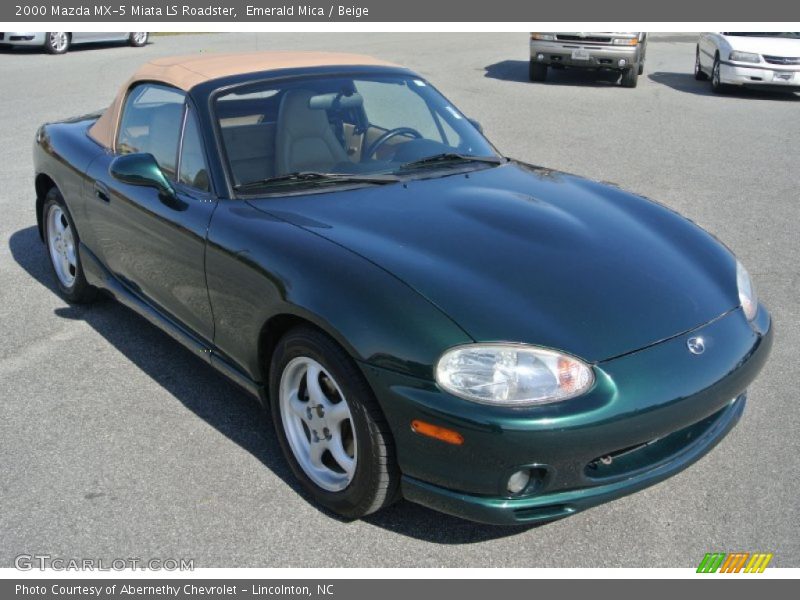 Emerald Mica / Beige 2000 Mazda MX-5 Miata LS Roadster