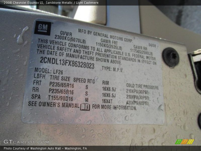 Sandstone Metallic / Light Cashmere 2008 Chevrolet Equinox LS