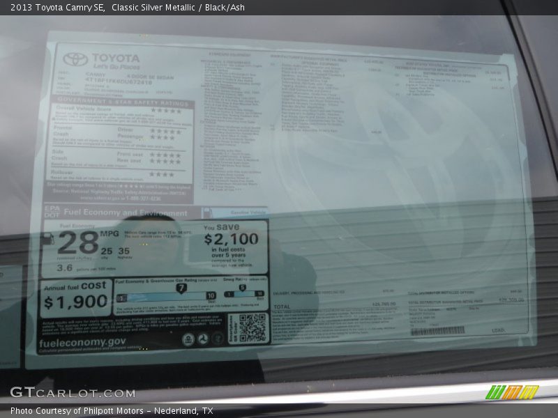 Classic Silver Metallic / Black/Ash 2013 Toyota Camry SE