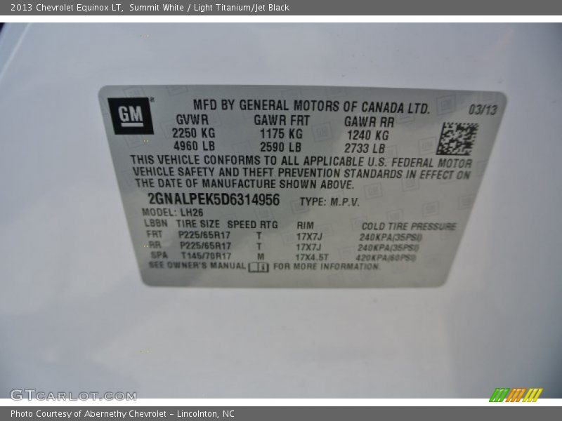 Summit White / Light Titanium/Jet Black 2013 Chevrolet Equinox LT