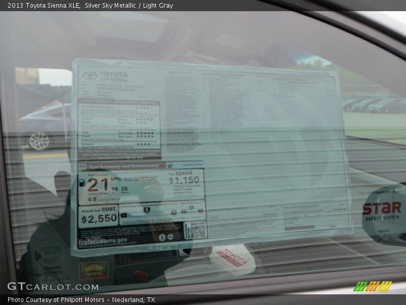 Silver Sky Metallic / Light Gray 2013 Toyota Sienna XLE