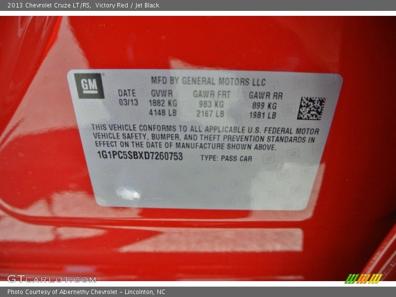 Victory Red / Jet Black 2013 Chevrolet Cruze LT/RS