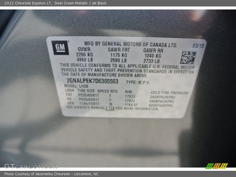 Steel Green Metallic / Jet Black 2013 Chevrolet Equinox LT