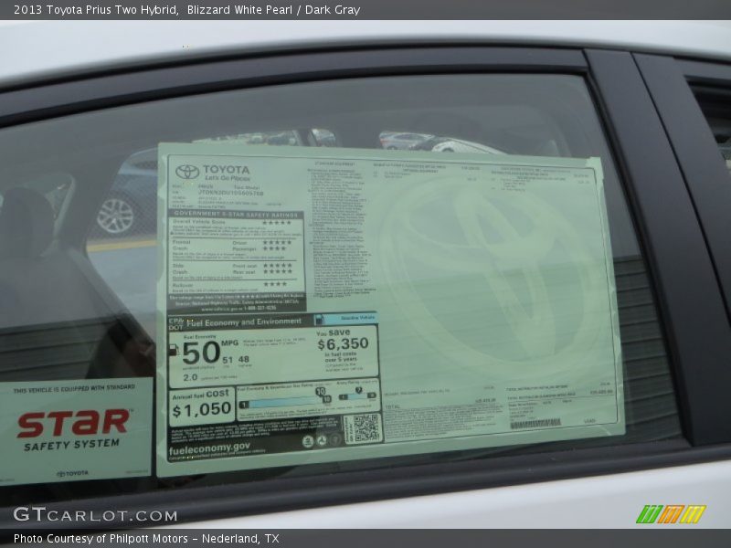 Blizzard White Pearl / Dark Gray 2013 Toyota Prius Two Hybrid
