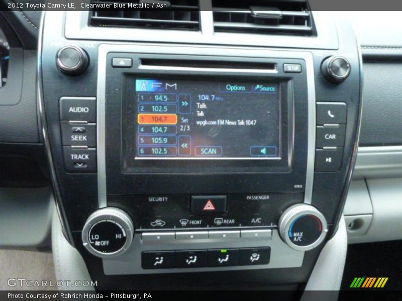 Clearwater Blue Metallic / Ash 2012 Toyota Camry LE