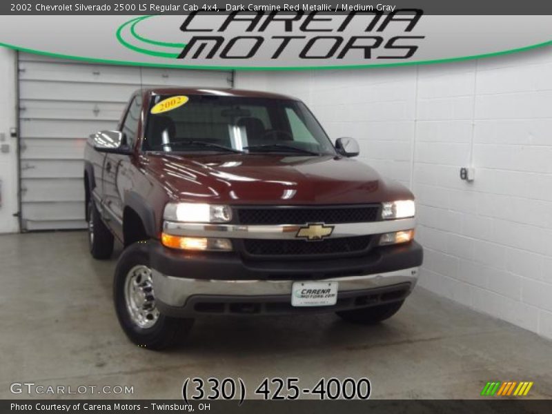 Dark Carmine Red Metallic / Medium Gray 2002 Chevrolet Silverado 2500 LS Regular Cab 4x4