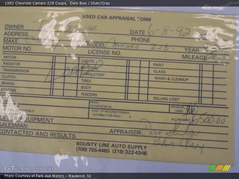 Dark Blue / Silver/Gray 1982 Chevrolet Camaro Z28 Coupe