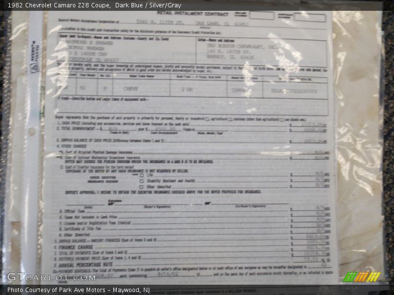 Dark Blue / Silver/Gray 1982 Chevrolet Camaro Z28 Coupe