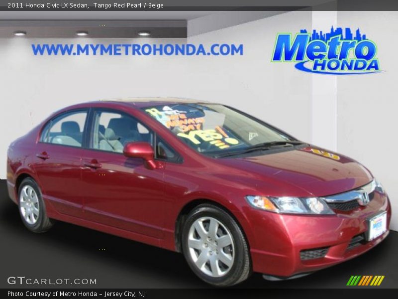 Tango Red Pearl / Beige 2011 Honda Civic LX Sedan