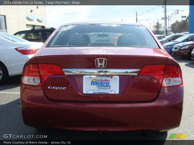 Tango Red Pearl / Beige 2011 Honda Civic LX Sedan
