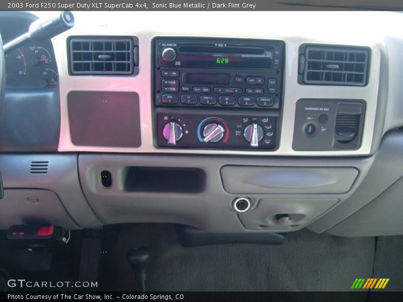 Sonic Blue Metallic / Dark Flint Grey 2003 Ford F250 Super Duty XLT SuperCab 4x4