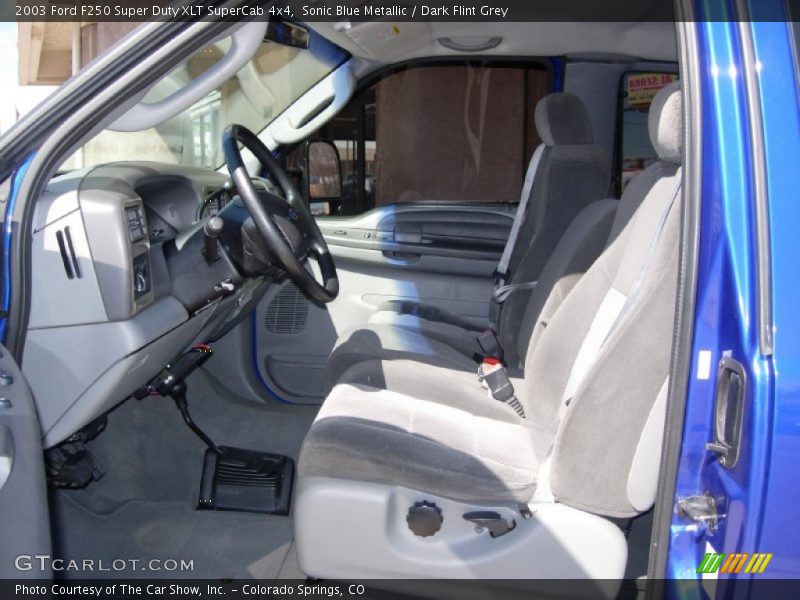 Sonic Blue Metallic / Dark Flint Grey 2003 Ford F250 Super Duty XLT SuperCab 4x4