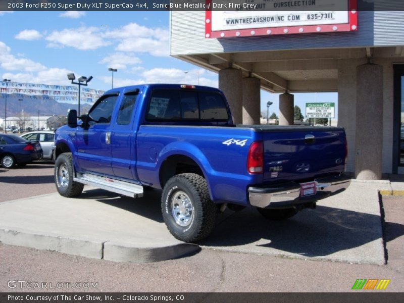 Sonic Blue Metallic / Dark Flint Grey 2003 Ford F250 Super Duty XLT SuperCab 4x4