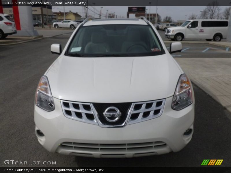 Pearl White / Gray 2013 Nissan Rogue SV AWD