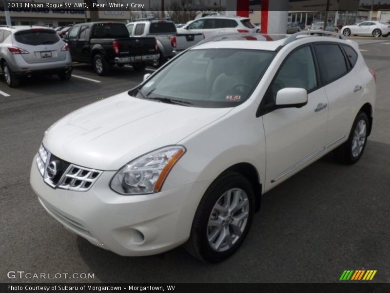 Pearl White / Gray 2013 Nissan Rogue SV AWD
