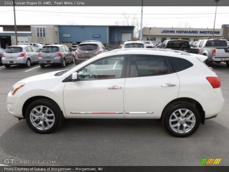 Pearl White / Gray 2013 Nissan Rogue SV AWD