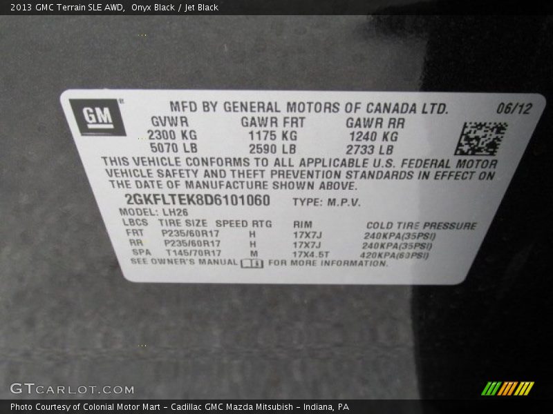 Onyx Black / Jet Black 2013 GMC Terrain SLE AWD