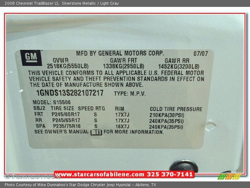 Silverstone Metallic / Light Gray 2008 Chevrolet TrailBlazer LS
