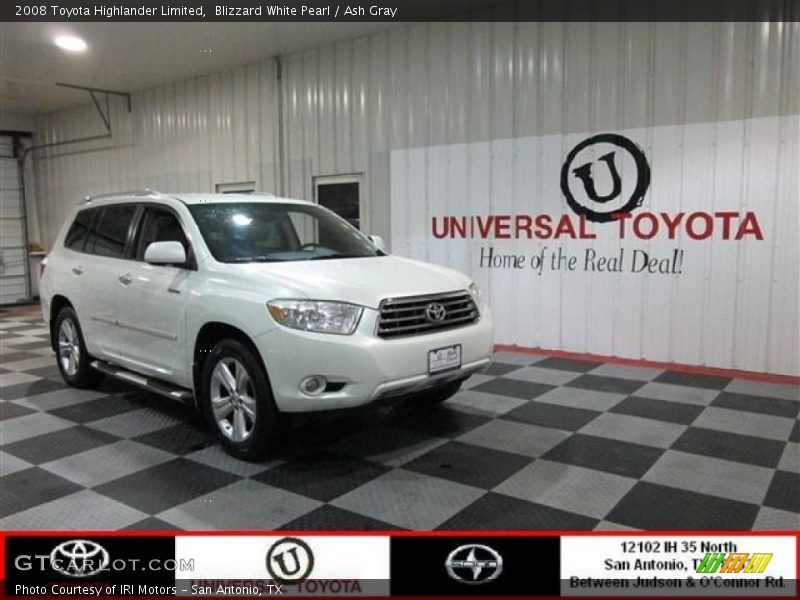 Blizzard White Pearl / Ash Gray 2008 Toyota Highlander Limited