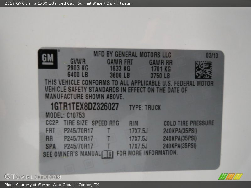 Summit White / Dark Titanium 2013 GMC Sierra 1500 Extended Cab