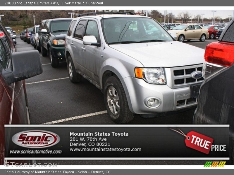 Silver Metallic / Charcoal 2008 Ford Escape Limited 4WD