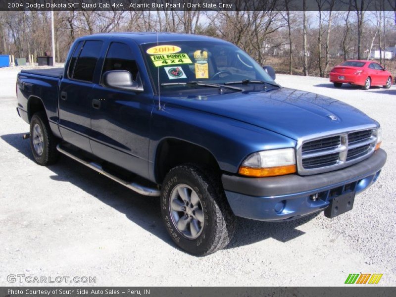 Atlantic Blue Pearl / Dark Slate Gray 2004 Dodge Dakota SXT Quad Cab 4x4