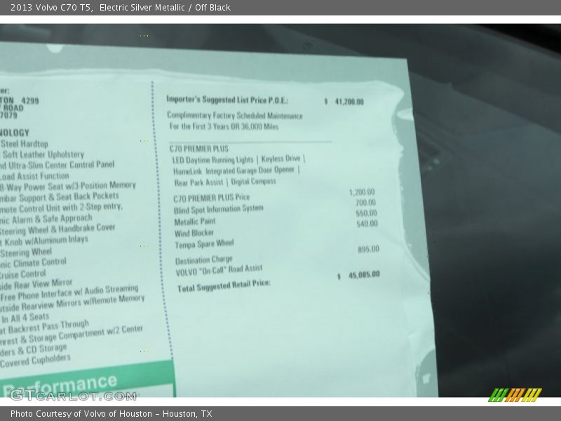 Electric Silver Metallic / Off Black 2013 Volvo C70 T5