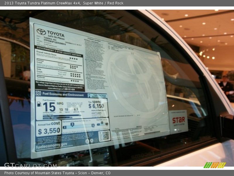 Super White / Red Rock 2013 Toyota Tundra Platinum CrewMax 4x4