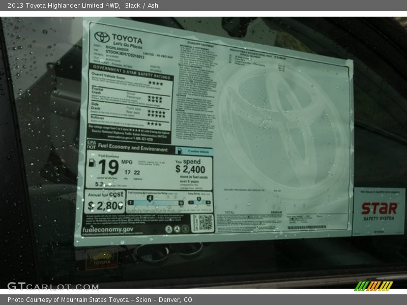 Black / Ash 2013 Toyota Highlander Limited 4WD