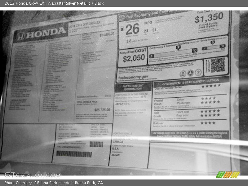Alabaster Silver Metallic / Black 2013 Honda CR-V EX