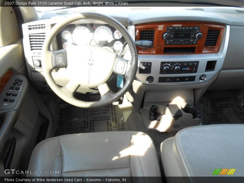 Bright White / Khaki 2007 Dodge Ram 3500 Laramie Quad Cab 4x4