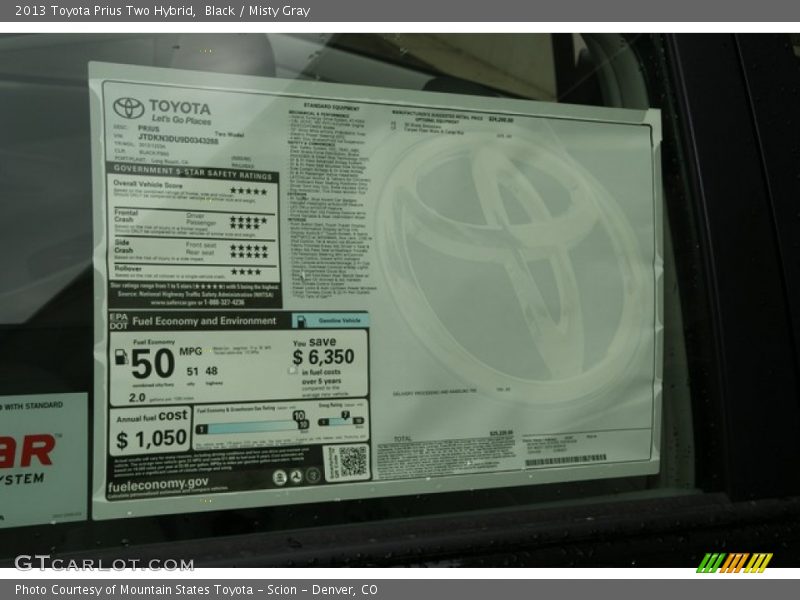 Black / Misty Gray 2013 Toyota Prius Two Hybrid