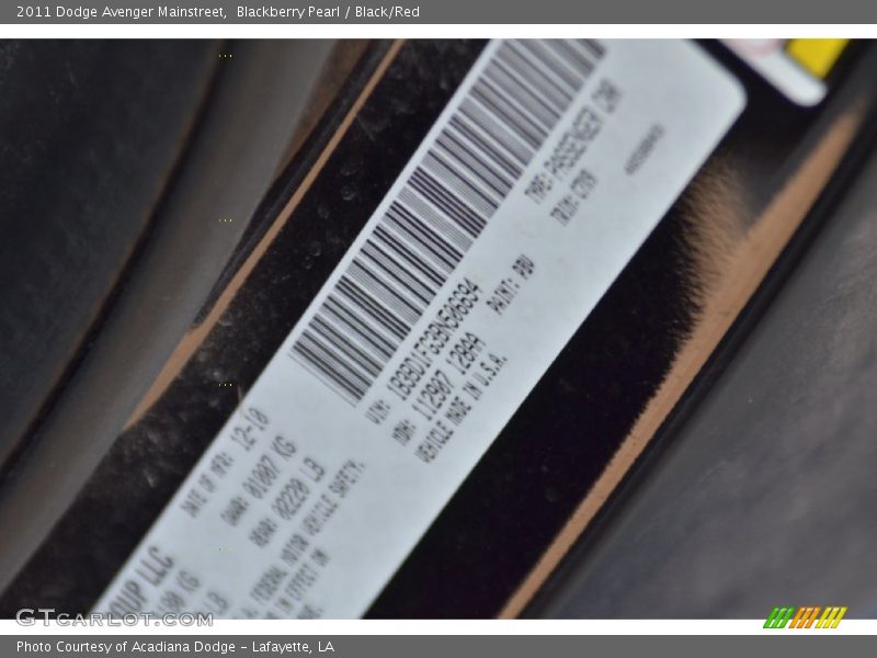 Blackberry Pearl / Black/Red 2011 Dodge Avenger Mainstreet